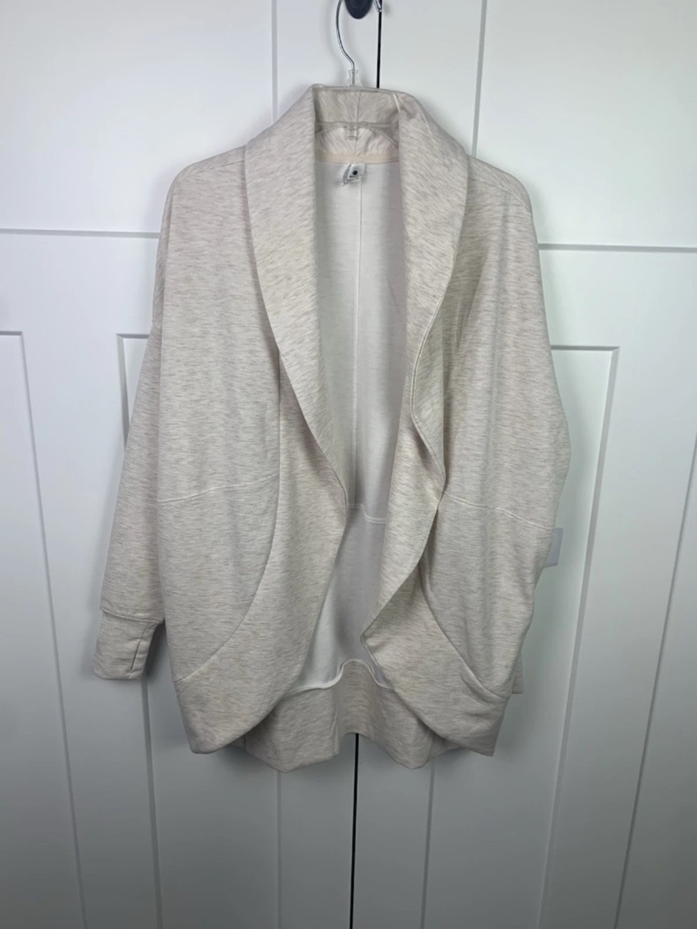 NWT Yogalicious SMALL London Open Front Scuba Knit Cardigan Oatmeal - Picture 3 of 7